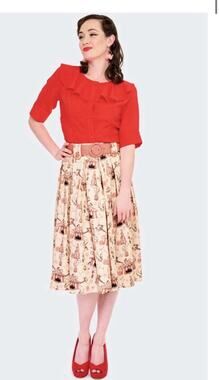 Voodoo Vixen Circus Print Swing Skirt Green Fit & Flare Medium 8 30